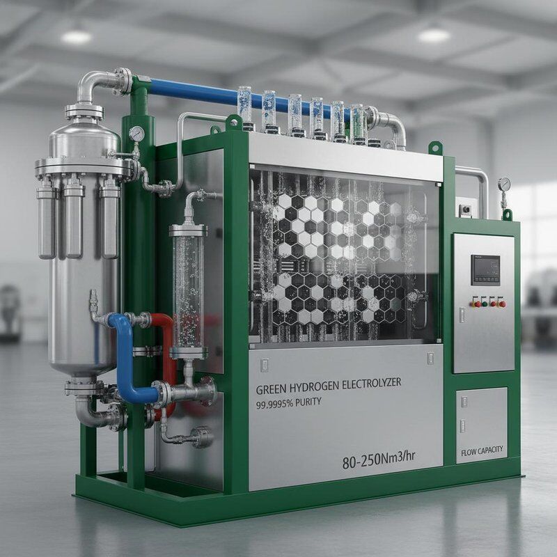 Nhà máy sản xuất hydro xanh Điện phân tử nước với độ tinh khiết 99,9995% 80-250Nm3/hr Capacity flow